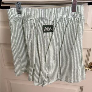 Daily Drills Harbor Green & White Striped Shorts
